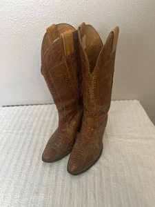 Vintage Nocona Boot Womens BROWN All SNAKESKIN BOOTS Sz 8.5 Tall - Picture 1 of 16