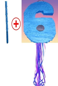 Number Six Seis Pinata birthday Piñata Pull string Hit WITH OPTION OF STICK NEW! - Picture 1 of 9
