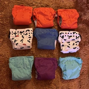 9 Bumgenius All In 1 diapers one size Snaps Orange Green Cars Purple Blue - Picture 1 of 14