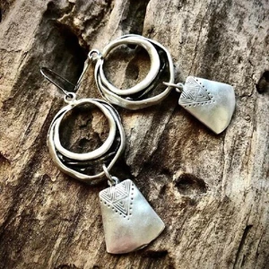 Bohemian Drop Earrings Women Silver Plated Jewelry Geometric Dangle Earrings - Picture 1 of 7