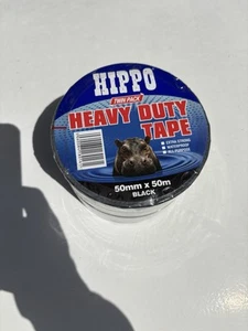 Cinta Hipopótamo 50mm x 50m Paquete Doble Negro Muy Resistente - Imagen 1 de 2