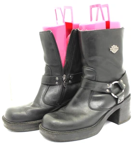Harley Davidson Motocicleta 81026 Mujer Cuero Cremallera Botas Gruesas Negras 8.5 Motociclista - Imagen 1 de 8