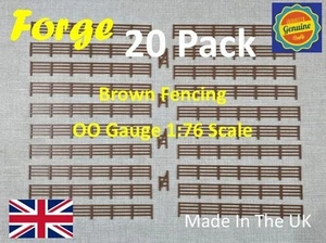 Fencing Railings OO HO New 20 Pack Brown Gauge 1:76 Scale Models Train Railway - Foto 1 di 12