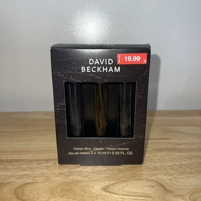 David Beckham Travel Size Eau De Toilette Juego de 3 piezas Clásico Azul Hombre 0,33 OZ Ea Foto 1 de 2
