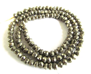 3 MM Natural Pyrite Faceted Rondells Roundell Beads - Picture 1 of 1