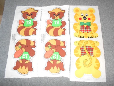 3 VTG 70'S SPRING MILLS RACOON & TIGER ANIMALS 20" PILLOW PATTERNS LOT         - Image 1 of 2