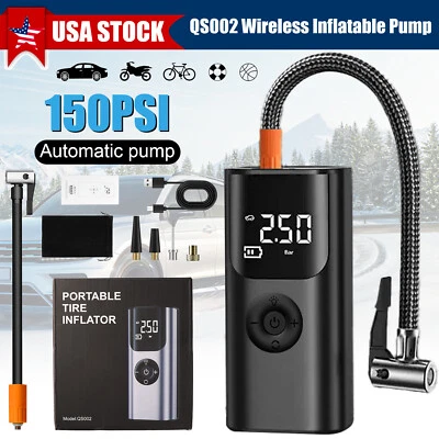 Rechargeable Air Pump Car Tire Inflator Portable Compressor Digital Cordless US - Image 1 of 4