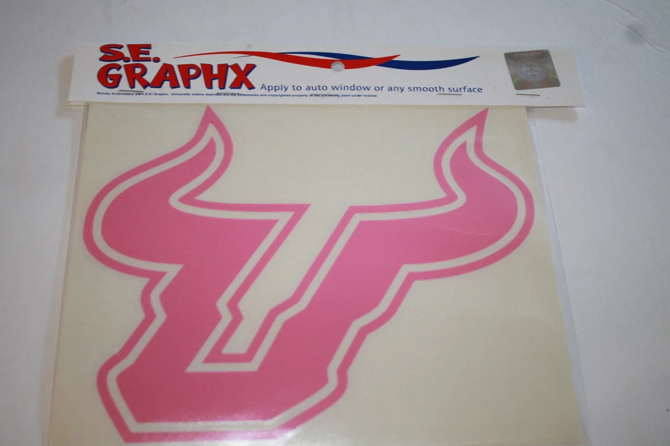 USF BULLS LOGO AUTO & WINDOW DECAL, PINK 10 X 12  UNIVERSITY OF SOUTH FLORIDA - Image 1 of 1