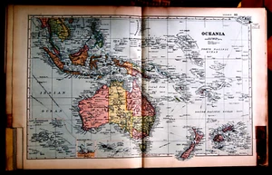 1894 ALTE GEOGRAPHISCHE KARTE: OZÄNIEN, AUSTRALIEN, SAMOA INSELN. NEUSEELAND. ATLAS SPECK. - Bild 1 von 2