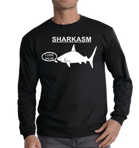 T-shirt manica lunga Sharkasm divertente amore insalata novità regalo squalo pesca papà top - Foto 1 di 2