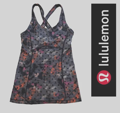 Lululemon Sz 4 Kanto Catch Me Tank Multicolor Polka Dot Built In Shelf Bra TOTE - Image 1 of 4