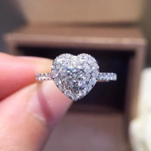Elegant 925 Silver Plated Ring Women Cubic Zircon Wedding Party Jewelry Sz 6-10 - Bild 1 von 6