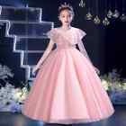 Girls pearl dress sequin sleeveless puffy dress flower girl wedding dress eve...