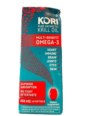 KORI PURE ANTARTIC KRILL OIL 600MG, 60 SOFTGELS Exp 08/2026 - Image 1 of 4