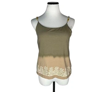 Camiseta sin mangas Faded Glory Y2K Ombre con cuentas verde militar, talla grande - Imagen 1 de 10
