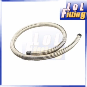 -4AN AN4 Stainless Steel Double Braided 1500 PSI Oil Fuel Gas Line Hose One Foot - Picture 1 of 4