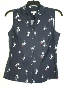 Charter Club Damen ärmellose gewebte Bluse Shirt Top Größe 12/P Farbe marine/flor - Bild 1 von 3