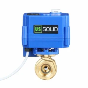 U. S. Solid Motorized Ball Valve w/ Hand Wheel 1/2in Full Port Brass 9-24V - Picture 1 of 7