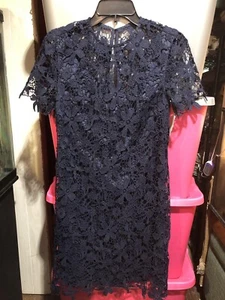 Trina By Trina Turk Womens Navy Blue Lace Overlay Dress Size 0 - Picture 1 of 6