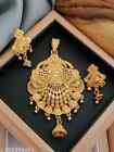 Indian Bollywood Bridal Ethnic Gold Plated Pendant earrings Wedding Jewelry Set