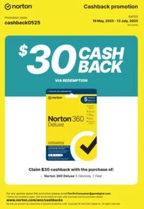 Norton 360 Deluxe 1 year 5 Devices PC MAC ios VPN DARK WEB MONITOR CLOUD storage - Picture 1 of 12