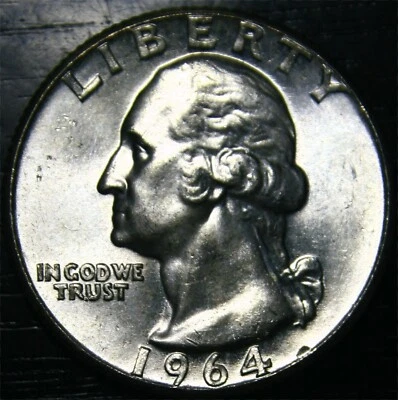 1964 Washington Quarter 25c US Coin 90% Silver Philadelphia Mint BU - Image 1 of 2