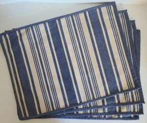Williams Sonoma Place Mats Chambray Blue Linen STRIPED Set Of 4 TOILE PROVENCE - Picture 1 of 9