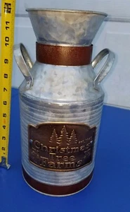 Galvanized Metal "Christmas Tree Farms" Milk Can - 11.25" H Distressed - Picture 1 of 4