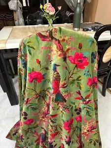 5Yard Luxury Soft Velvet Floral Fabric Indian Dress Sewing Upholstery Fabric - Picture 1 of 4