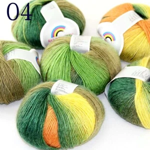 Sale 6Ballsx50gr Colorful Rainbow Rug Shawl Cashmere Wool Hand Crochet Yarn 04 - Picture 1 of 12