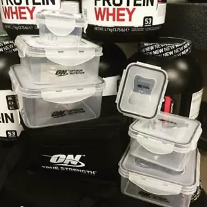 Optimum Nutrition Lunch Box Food Gym Meal Microwave Dishwasher 6 Pk ON - Picture 1 of 3