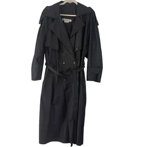 Brem Rainwear Vintage Women's Plus Size 18 Black Trench Coat W Belt - Picture 1 of 10
