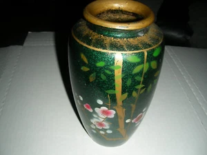 NORLEANS JAPAN VASE FLORAL/BAMBOO GOLD HIGHLIGHTED - Picture 1 of 5
