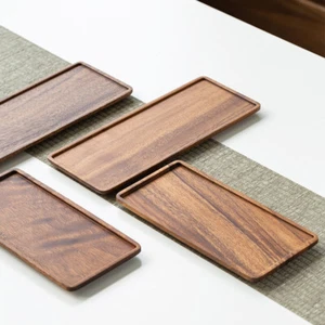 Rectangle Wooden Tea Tray Serving Table Plate Snacks Food Storage Dish for Home - Picture 1 of 18