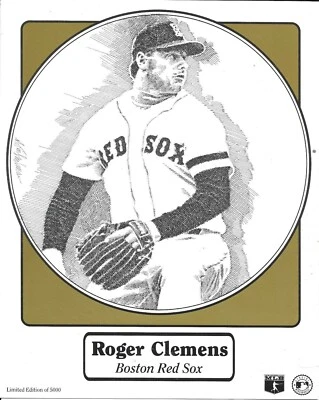 Boston Red Sox ROGER CLEMENS 8x10 SKETCH Photo File 1992 picture Lim Ed of 5000 - Image 1 of 2