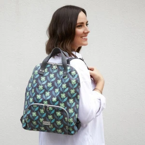 Earth Squared Fair Trade Oil Cloth Backpack Rucksack Bag Siena Navy Blue - Picture 1 of 3