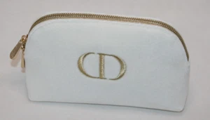 Christian DIOR Authentic White Gold Beauty Velvet Make Up Cosmetic Bag Zip NEW - Picture 1 of 9