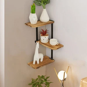 3 Tier Floating Wall Shelves for Living Room Bathroom Kitchen Shelving Organizer - Picture 1 of 12