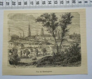 G64 / GRAVURE 1877 / VUE DE BIRMINGHAM - Picture 1 of 1