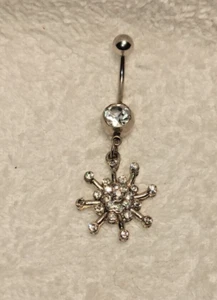 Bauchnabel Bauchring Baumeln Starburst weißer Kristallstein Chirurgenstahl 14 g - Bild 1 von 1