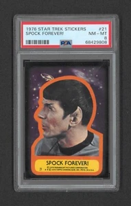 1976 Topps Star Trek Sticker #21 SPOCK FOREVER! PSA 8 NM-MT - Picture 1 of 2