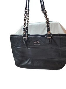 Bolso de hombro Coach Madison Tribeca East West negro de cuero guijarros con correa - Imagen 1 de 22