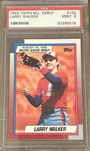 1990 TOPPS '89 MAJOR M.L. DEBUT LARRY WALKER ROOKIE #133 PSA 9 MINT FREE SHIP - Picture 1 of 2