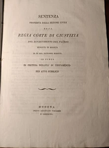 14396-MODENA, SENTENZA DEL 1809 NULLITA' DI TESTAMENTO PASSERINI -GRILLENZONI - Picture 1 of 6