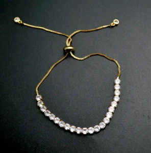 4,47g 750 Gold Armband 5,6ct Zirkon 18 Karat Bracelet 25cm x 1,2mm Gelbgold PL - Bild 1 von 5