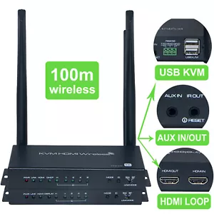 4K 100 m Wireless HDMI KVM Extender Audio Video Sender und Empfänger Sender - Bild 1 von 12
