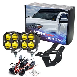 2500K Yellow Round LED A-Pillar Pod Light Kit w/ Bracket Wire For 2016-23 Tacoma - Bild 1 von 7