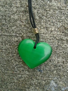 Collana cuore occhio di gatto ciondolo pietra fibra ottica/cristallo verde regolabile - Foto 1 di 5