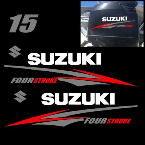 Suzuki 15 hp FourStroke Outboard Decal Kit Replacement Decals REMIX