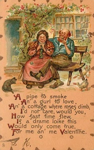 Postal romántica de San Valentín de Raphael Tuck pareja mayor antigua de colección - Imagen 1 de 3